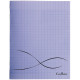 Piqûre 96 pages, couverture en polypropylène, format 17x22 cm, seyès, coloris violet