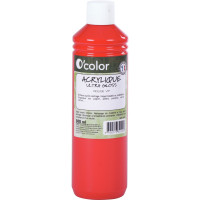 Flacon 500ml de peinture acrylique O'COLOR, rouge vif 