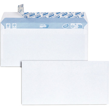 Paquet de 100 enveloppes blanches DL 110x220 75g/m² bande siliconée