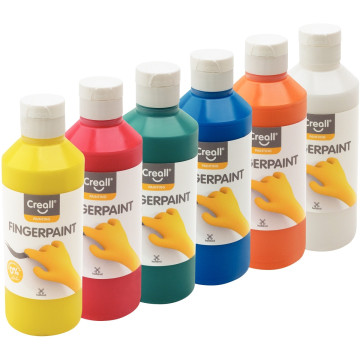 Carton de 6 flacons 250ml de gouache aux doigts assortis