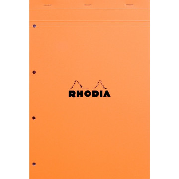 Bloc de bureau RHODIA 80 feuilles perforées, format A4+, quadrillé 5x5, papier blanc 80g