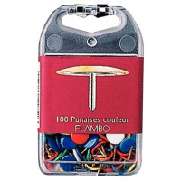 Boîte de 100 punaises, diamètre 9 mm assortis 