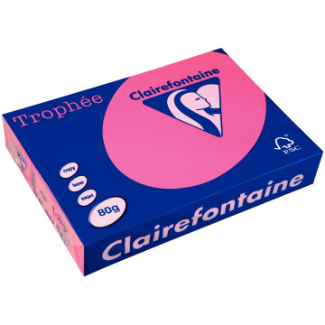 Ramette de 500 feuilles de papier 80g de format A4 rose fluo TROPHEE CLAIREFONTAINE