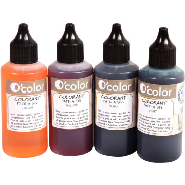 Boîte de 4 flacons de 60ml de colorant pour pâte à sel