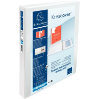 Classeur personnalisable KREACOVER format A4+ 4 anneaux diamètre 25 mm, blanc 