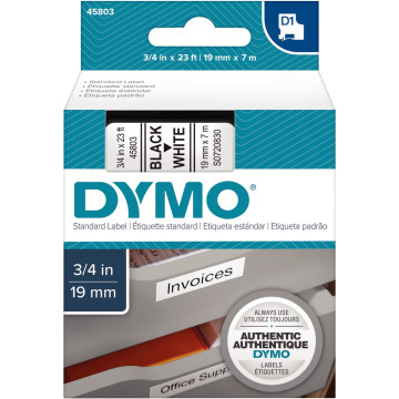 Ruban cassette Dymo 19 mm x 7 m noir et blanc 19 mm