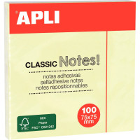 Bloc de 100 feuilles notes adhésives repositionnables, 75 x 75 mm, jaune 