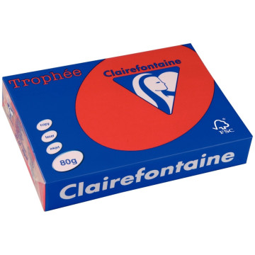 Ramette de 500 feuilles de papier 80g de format A3 rouge groseille TROPHEE CLAIREFONTAINE