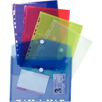 Paquet de 5 enveloppes perforées en polypropylène 20/100ème format A4 coloris assortis 