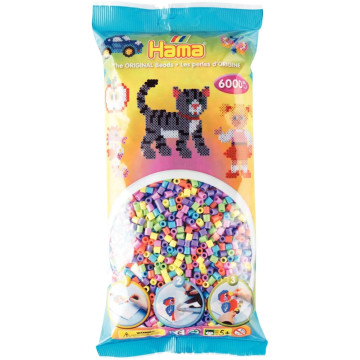 Sachet de 6 000 perles Hama à repasser taille midi pastel