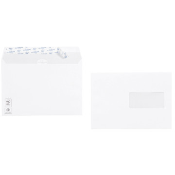 Boîte de 500 enveloppes vélin blanches C5 162x229 90g/m² fenêtre 45x100 bande de protection