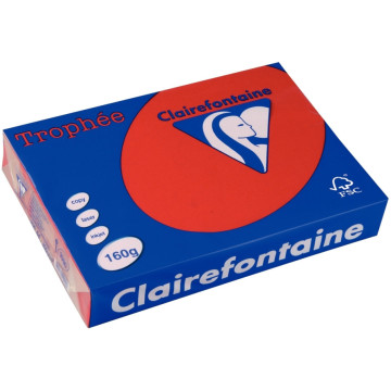 Paquet de 250 feuilles de papier 160g de format A4 rouge groseille TROPHEE CLAIREFONTAINE