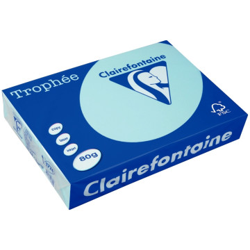 Ramette de 500 feuilles de papier 80g de format A3 bleu alizé TROPHEE CLAIREFONTAINE