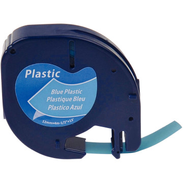 Ruban cassette Letratag plastique 12 mm x 4 m  noir sur bleu