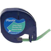 Ruban cassette Letratag plastique 12 mm x 4 m  noir sur vert 