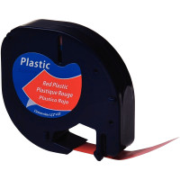 Ruban cassette Letratag plastique 12 mm x 4 m  noir sur rouge 