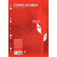 Sachet de 50 copies doubles (200 pages perforées) format 21x29,7 cm séyès 70g blanc 