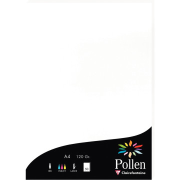 Étui de 50 feuilles Pollen Clairefontaine format 21 x 29,7 cm 120g blanc