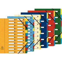 Trieur en carte lustrée 6 compartiments, fenêtres découpées, fermeture par élastiques 