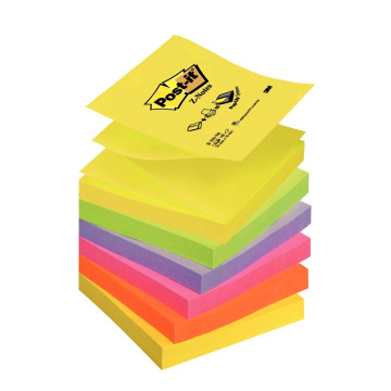 Lot de 6 blocs z-notes repositionnables 76 x 76 mm, couleurs néon assorties