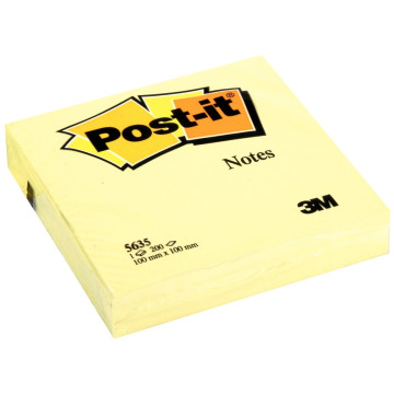 Bloc 200 feuilles notes repositionnables jaunes unies 100x100 mm
