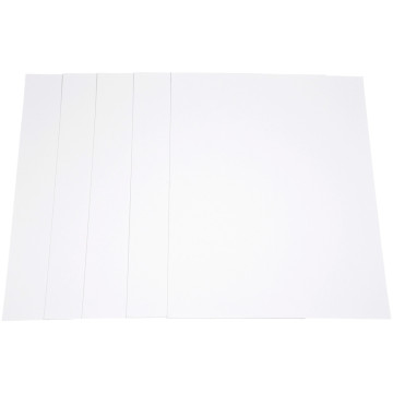 Paquet de 5 feuilles de carton épais, 2 côtés blancs, format 50 x 65 cm, 1005 g épaisseur 1,5 mm