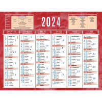 Calendrier semestriel 13,5 x 17,5 cm rouge 