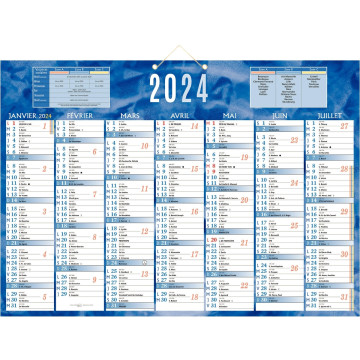 Calendrier semestriel 38,5 x 54 cm bleu