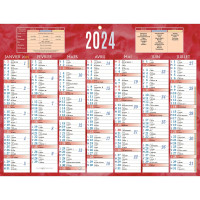 Calendrier semestriel 32 x 42 cm rouge 