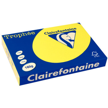 Paquet de 250 feuilles de papier 160g de format A3 jaune soleil TROPHEE CLAIREFONTAINE