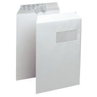 Paquet de 50 pochettes vélin blanc 229x324 90g/m² fenêtre 50x110 bande de protection 