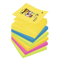 Lot de 6 blocs de 90 feuilles Z-Notes Super Sticky post-it, 76x76 mm, couleurs Rio de Janeiro : jaune, turquoise, vert, rose néo
