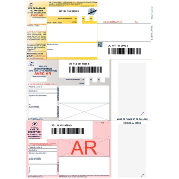 Boîte de 1000 imprimé recommandés avec accusé de réception et code barre