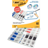 Classpack 60 feutres Velleda 1741 pointe ogive moyenne en 4 couleurs + 1 marqueur encre liquide 