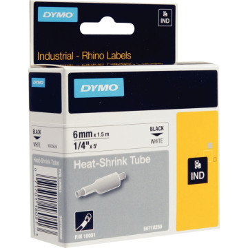 Recharge DYMO pour titreuse Rhino 6mm x 1,5m noir sur blanc