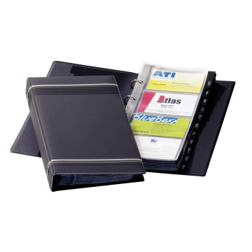 Reliure 4 anneaux VISIFIX pour 200 cartes de visite gris anthracite