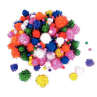 Sachet de 200 pompons métallisés tailles et couleurs assorties 