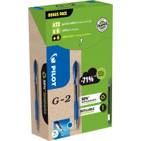 Greenpack 12 stylos bleus + 12 recharges G2 bleues 