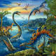 Lot de 3 puzzles 49 pièces en carton, les dinosaures 