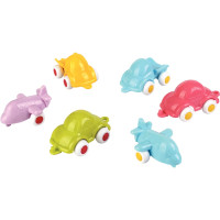 Baril de 20 mini véhicules Baby Viking toys, couleurs pastel assorties, 7 cm 