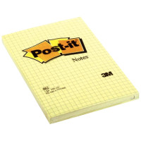 Bloc de 100 feuilles post it notes repositionnables 102x152 mm Jaune quadrillé 5x5 