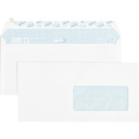 Boîte de 70 enveloppes blanches DL 110x220 80g/m² bande siliconée fenêtre 45x100 