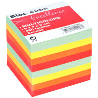 Bloc cube multicolore d'environ 800 feuilles encollées, dimensions : 9 x 9 x 9 cm 