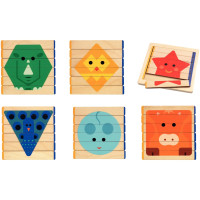 Boite de 6 puzzles Basic bâtonnets en bois 