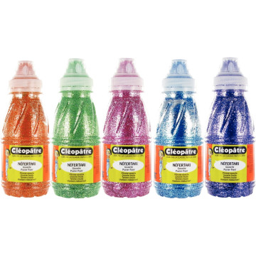 Lot de 5 flacons 250ml de peinture pailletée, assortiment 1