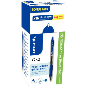 Ecopack 20 stylos G2 bleu dont 4 offerts