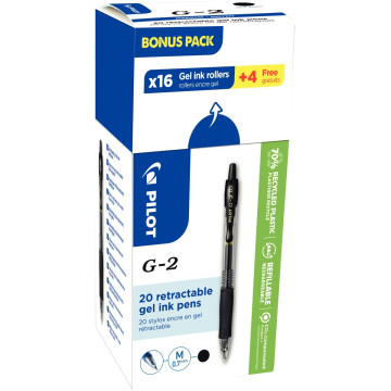 Ecopack 20 stylos G2 noirs dont 4 offerts