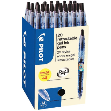 Ecopack 20 stylos gel B2P noirs dont 4 offerts