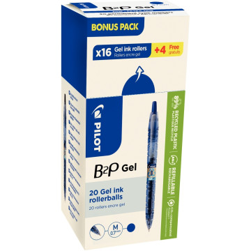 Ecopack 20 stylos gel B2P bleus dont 4 offerts