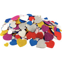 Sachet de 200 coeurs pailletés en mousse de caoutchouc adhésive 